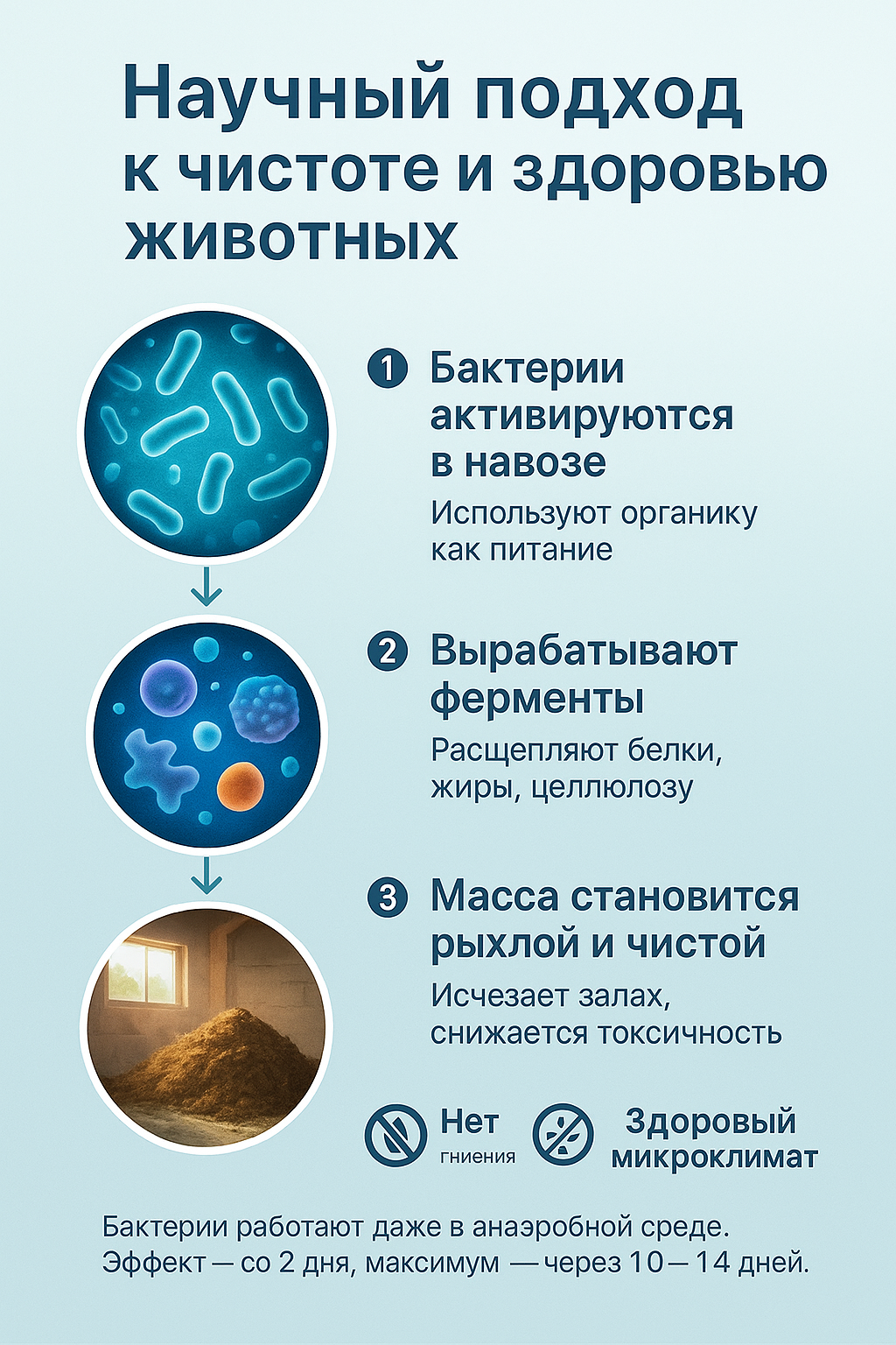 Бактерии для переработки навоза. Бактерии для подстилки. Био подстилка. Биосплит для сельскохозяйственных отходов. — фото 1