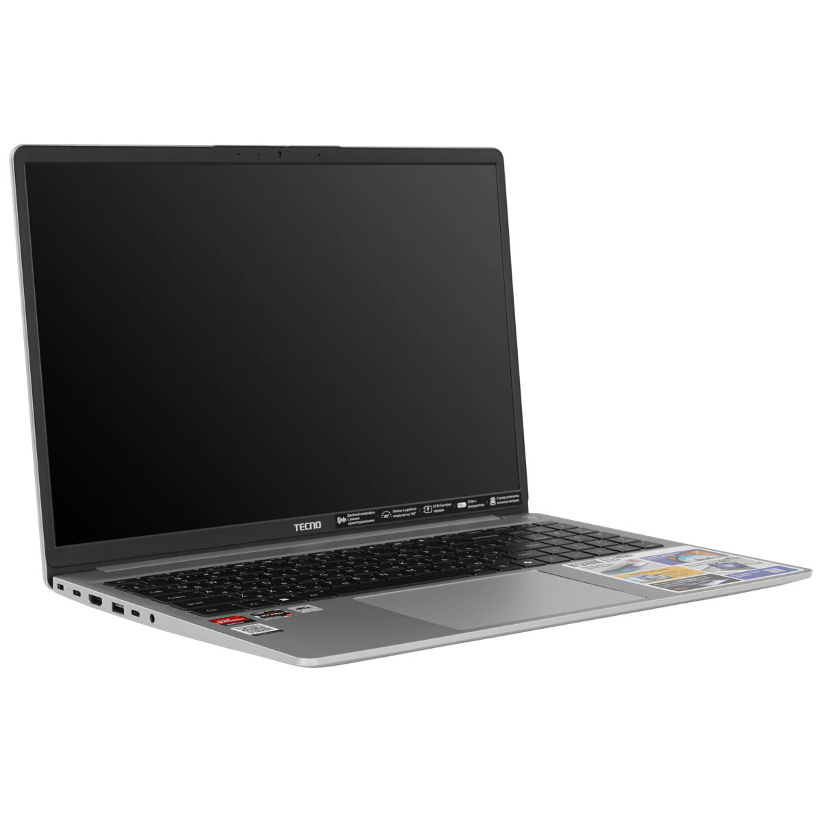 16" Ноутбук Tecno Megabook K16S, AMD Ryzen 7 5800U, DDR4 16ГБ, SSD 1ТБ, AMD Radeon Graphics, Windows 11 Home, Silver — фото 1