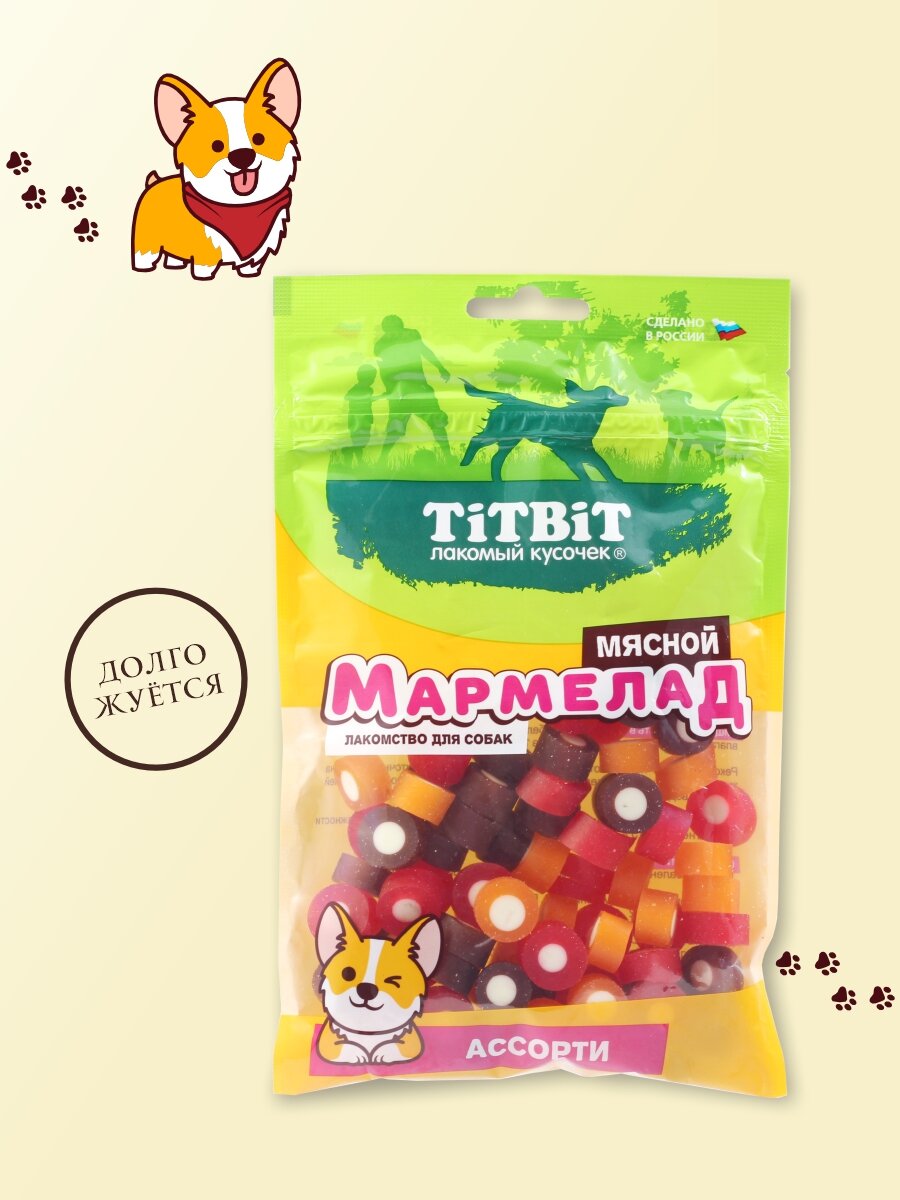 Лакомство для собак TiTBiT Мармелад мясной ассорти 120 г