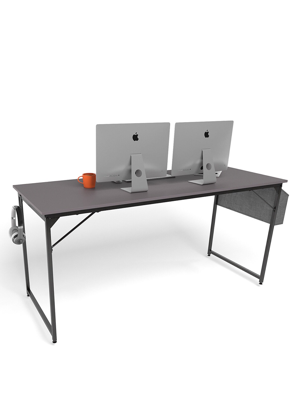 Стол письменный, компьютерный лофт INCUBE D002.160. GRP, графит, 160х60х75см, с органайзером, ЛДСП, металл — фото 1