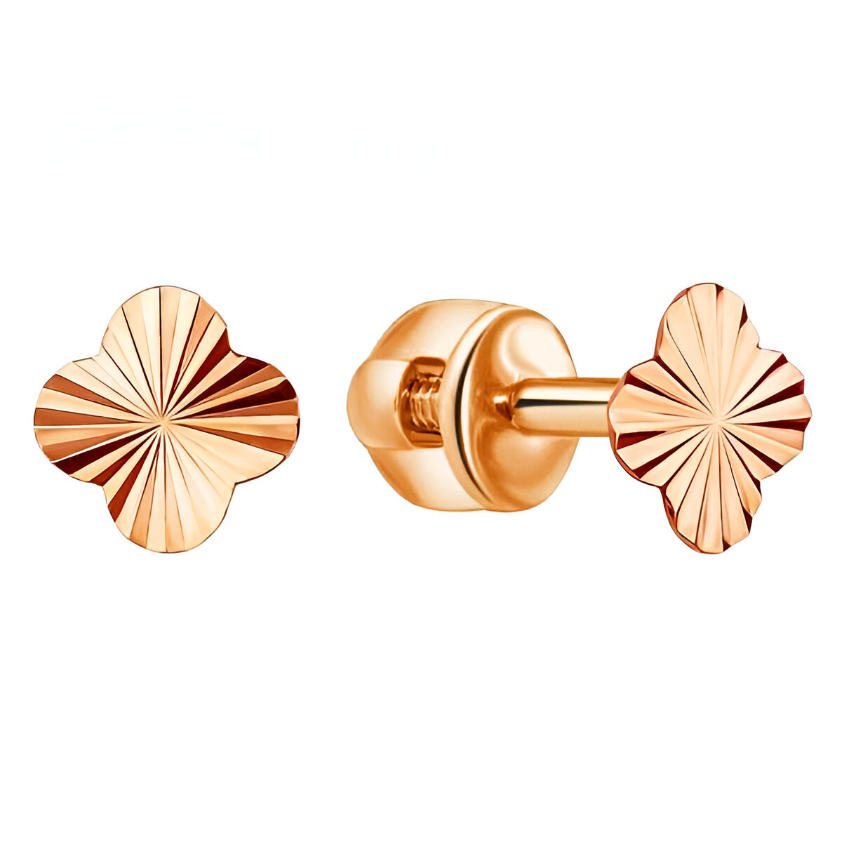 Серьги пусеты MG, красное золото, 585 проба, гравировка