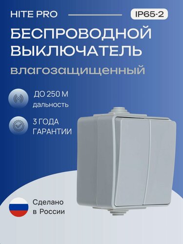 Изображение товара Беспроводной влагозащищенный выключатель HiTE PRO IP65-2, двухклавишный