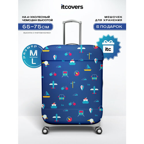 фото Чехол для чемодана itcovers, 3 л, размер m, синий, желтый, белый