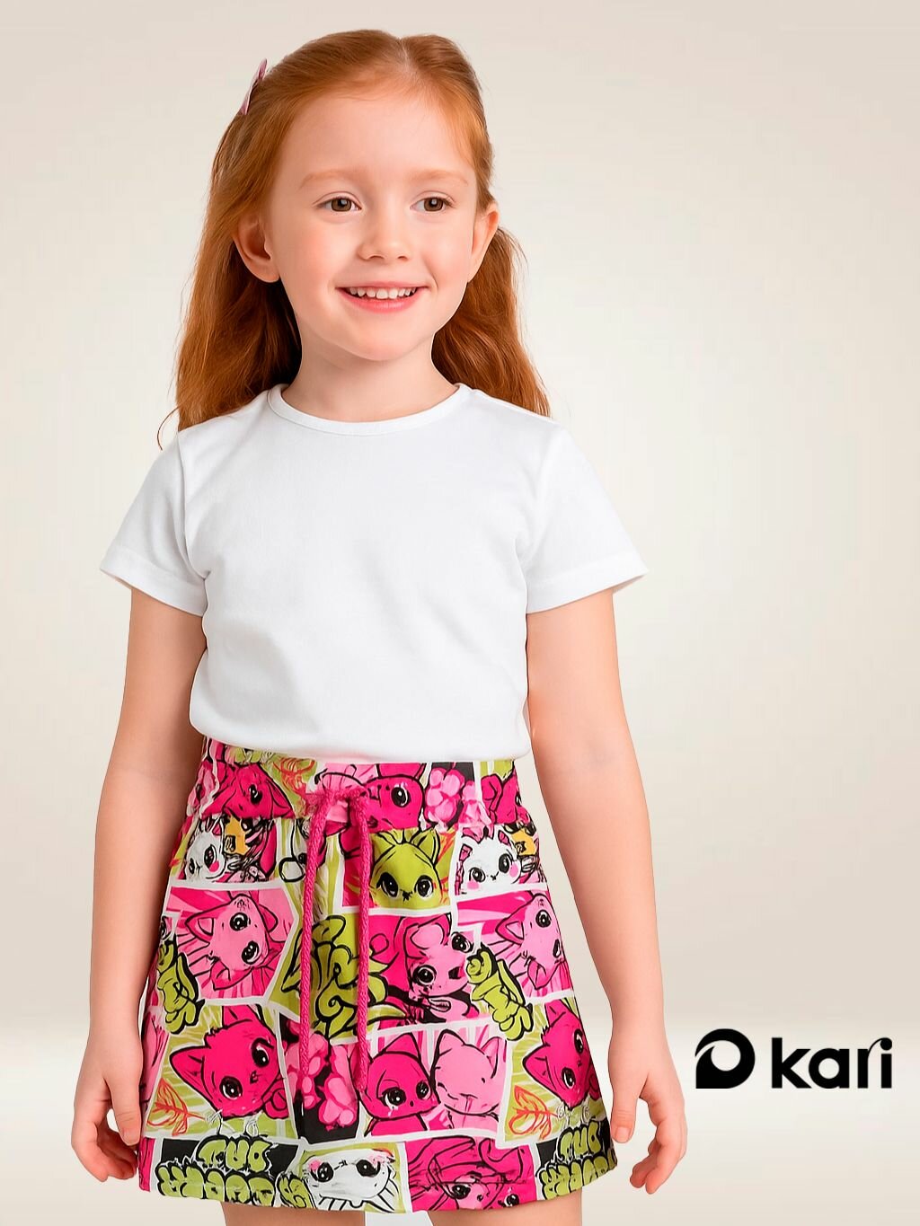 Юбка Kari Kids размер 6-7 зеленый/розовый
