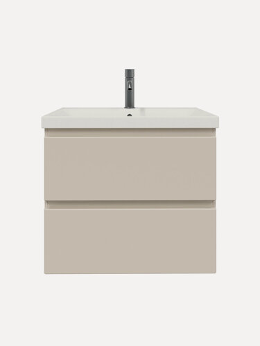 Изображение товара Тумба подвесная Vannika Glad 60 с раковиной Moduo 60 для ванной комнаты, cappuccino