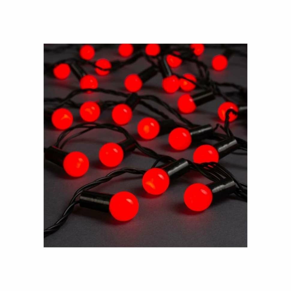 Гирлянда-нить Luazon DCR IP44 шарики d 1.5 см 20 м Н. Т. LED-200 8 режимов красный 705954