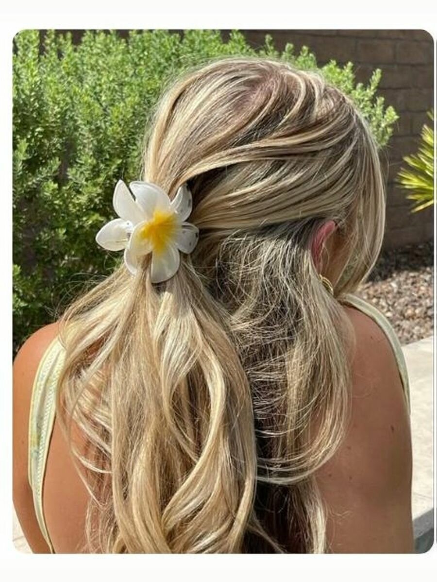 Заколка-краб гавайский цветок 8 см — фото 1