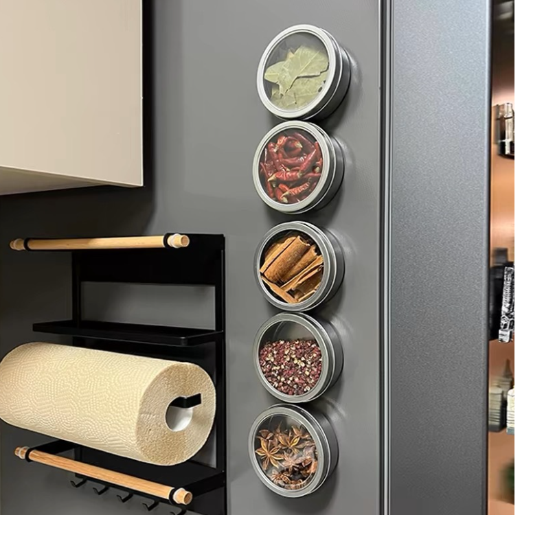 Комплект навесных банок MyPads Y524673 для специй и кухонных мелочей с магнитном для удобного хранения на холодильнике и других металлических повер.