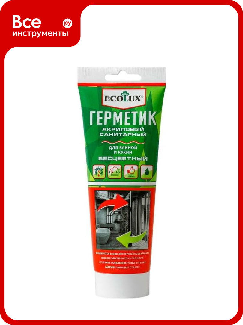 Акриловый герметик Ecolux санитарный бесцветный  200 мл 4607133683825