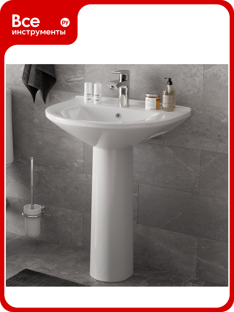 Умывальник Gesso W 101 HOME De Luxe c болтами крепления сливным хромированным кольцом 9010256