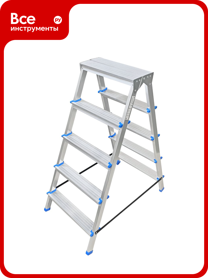 Алюминиевая двухсторонняя стремянка LadderBel 5 ступеней STR2-AL-5