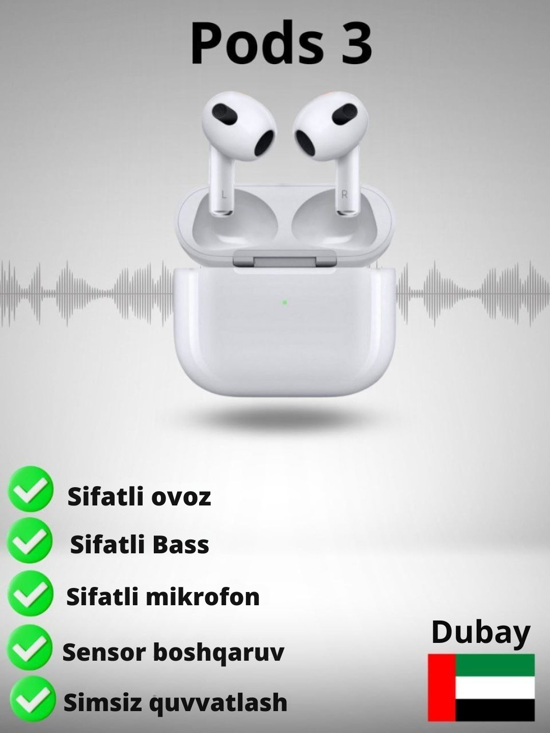 Наушники A.Pods 3 LUX качества , беспроводные, сенсорные, с Bluetooth