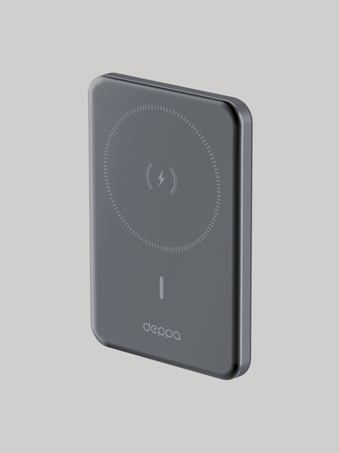 Изображение товара Внешний аккумулятор NRG MageSafe Alum 5000 мА-ч, QI, черный, Deppa 33690