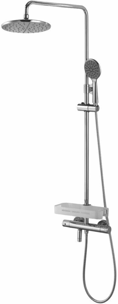 Душевая стойка Lemark Tropic LM7010C с тропическим душем со смесителем с изливом латунная хром рычаг сбоку с лейкой