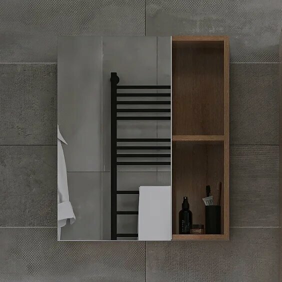 Зеркало-шкаф VIANT Бостон 60 с боковыми полками 60 см в скандинавском стиле