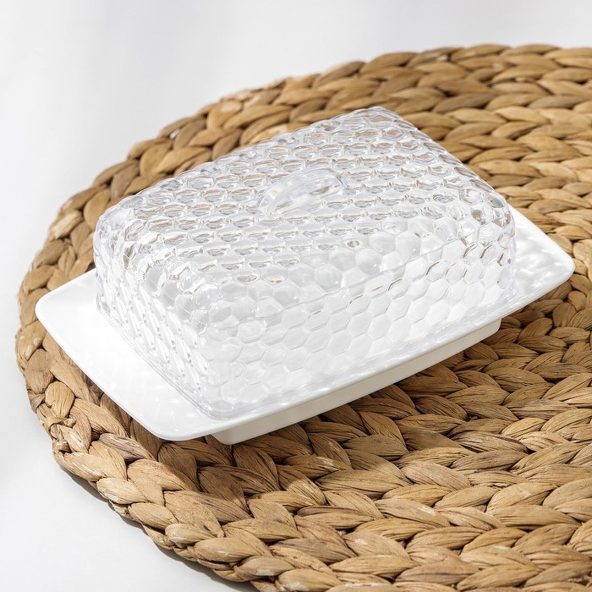 Маслёнка Альтернатива "Мозаика", 18×12×7 см, цвет белый, пластик — фото 1