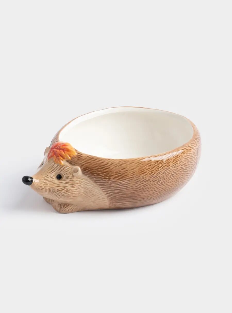 Конфетница 21х15 см керамика коричневая Еж с листом Autumn forest