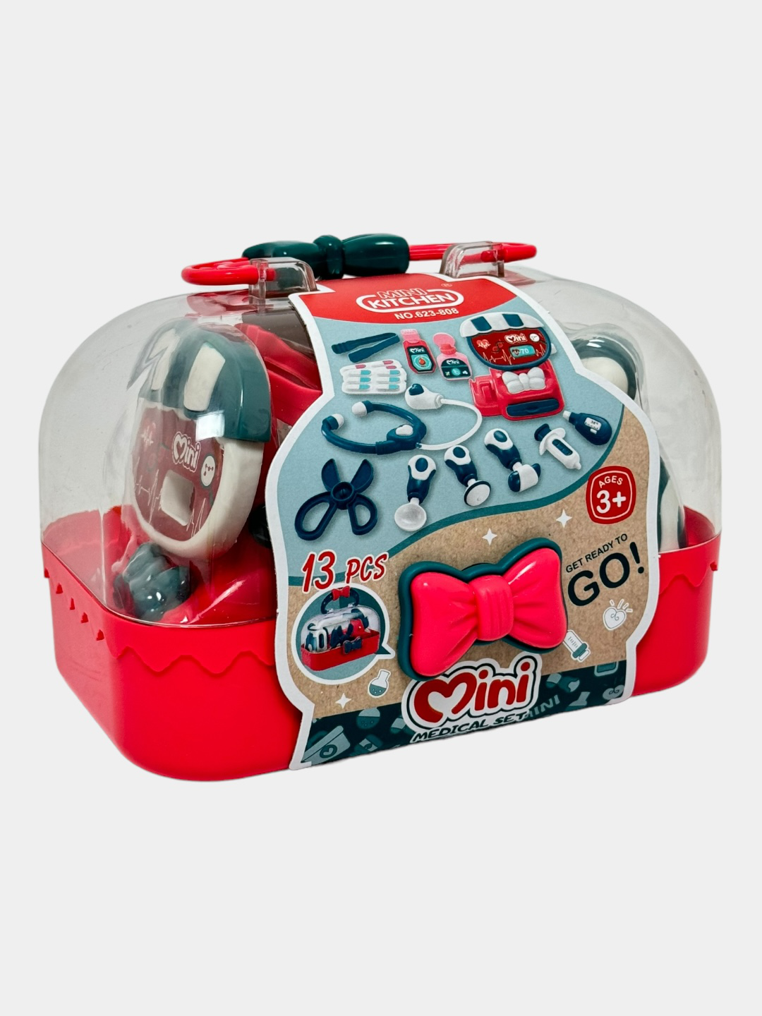 Набор доктора в красном чемоданчике, 13 мед. инструментов, Для детей от 3 лет, Развивающая игра Код. 24681