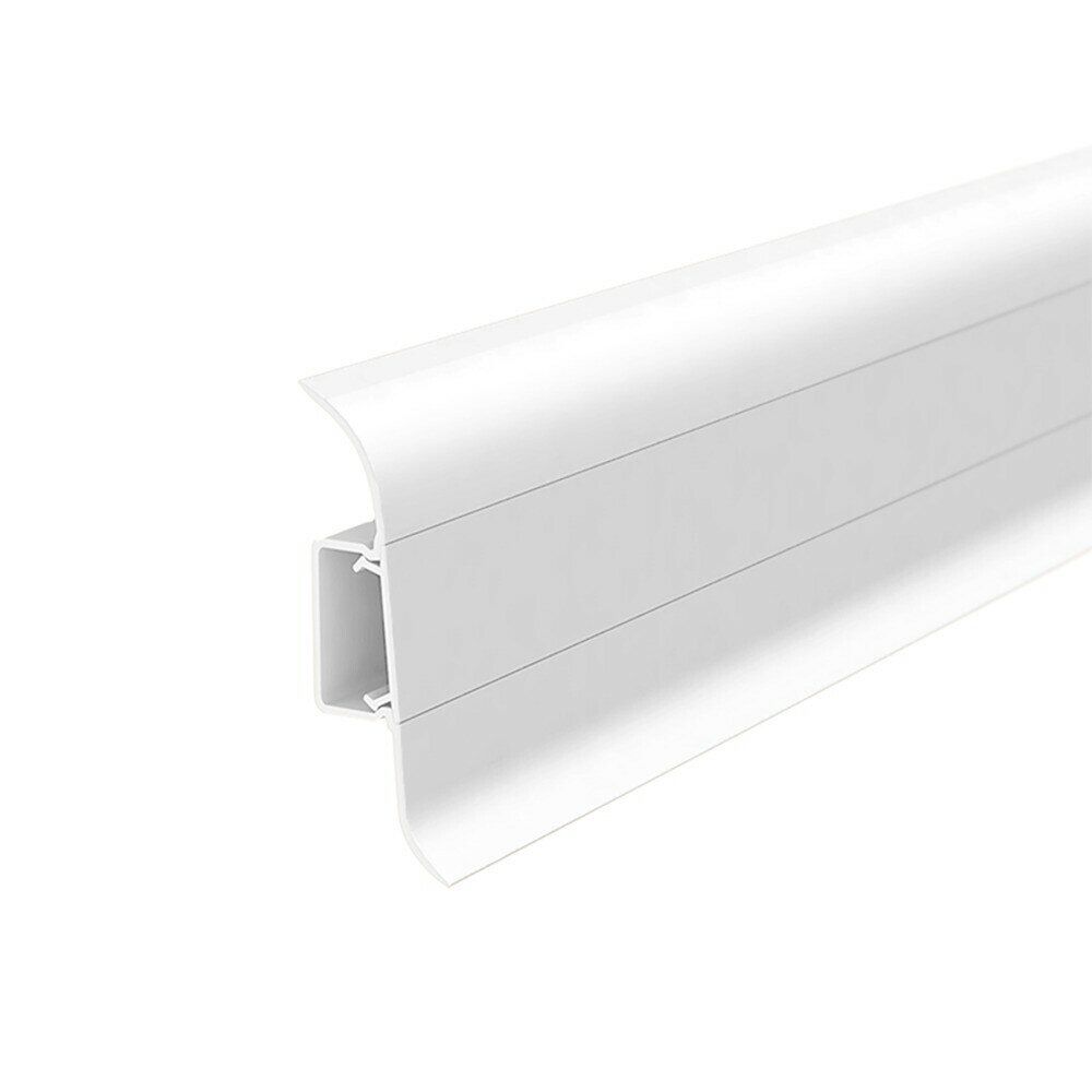 Плинтус ПВХ напольный Идеал Классик 55 мм 001 белый 2200 мм