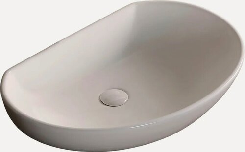 Изображение товара Накладная раковина Ceruttispa CR7074 61 накладная, без отверстия под смеситель, фарфоровая, раковина для ванной, белая, глянцевая