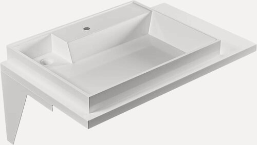 Изображение товара Раковина над стиральной машиной СаНта Юпитер 80 L с правым крылом, на кронштейнах, белая, раковина для ванной из искусственного мрамора, прямоугольная