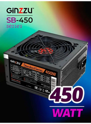 Блок питания Ginzzu SB450 ATX, 12cm fan, 20+4pin +4Pin, 2*SATA, 2*IDE Черный