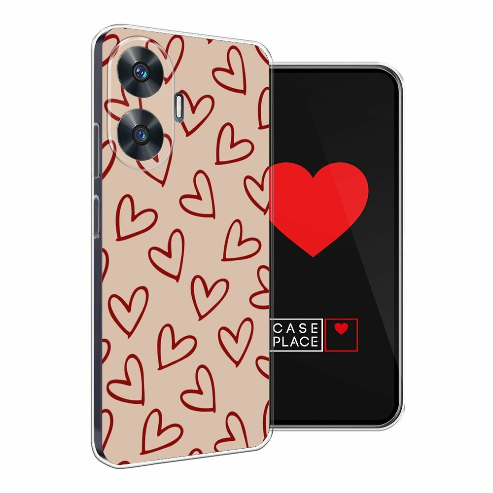 Чехол на Realme C55 / Реалми C55 с принтом "Little hearts doodles 1 - 14 февраля" — фото 1