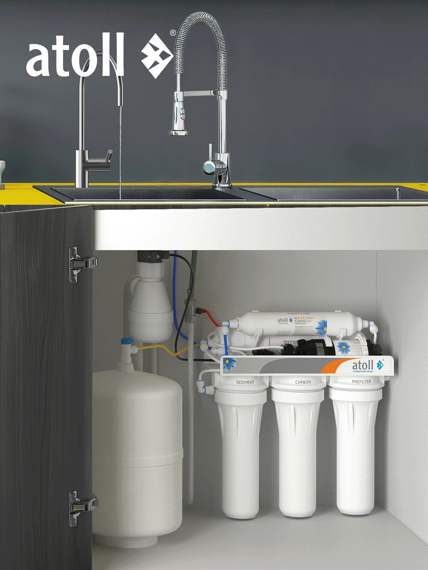 Система обратного осмоса Atoll A-550p MKT (с насосом в комплекте бак и кран)