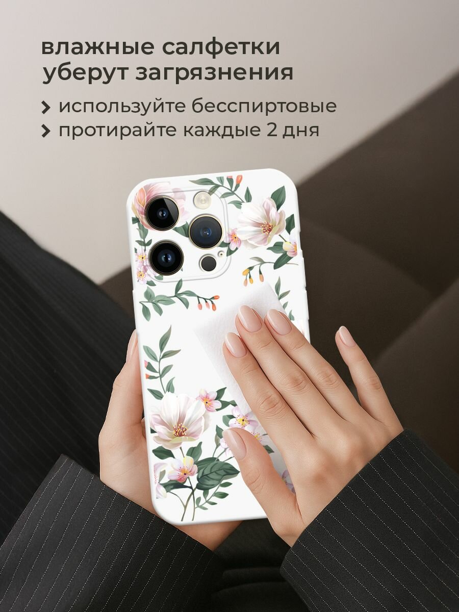 Чехол на Apple iPhone 14 Pro Max / Айфон 14 Про Макс с принтом Beautiful white flowers — фото 1