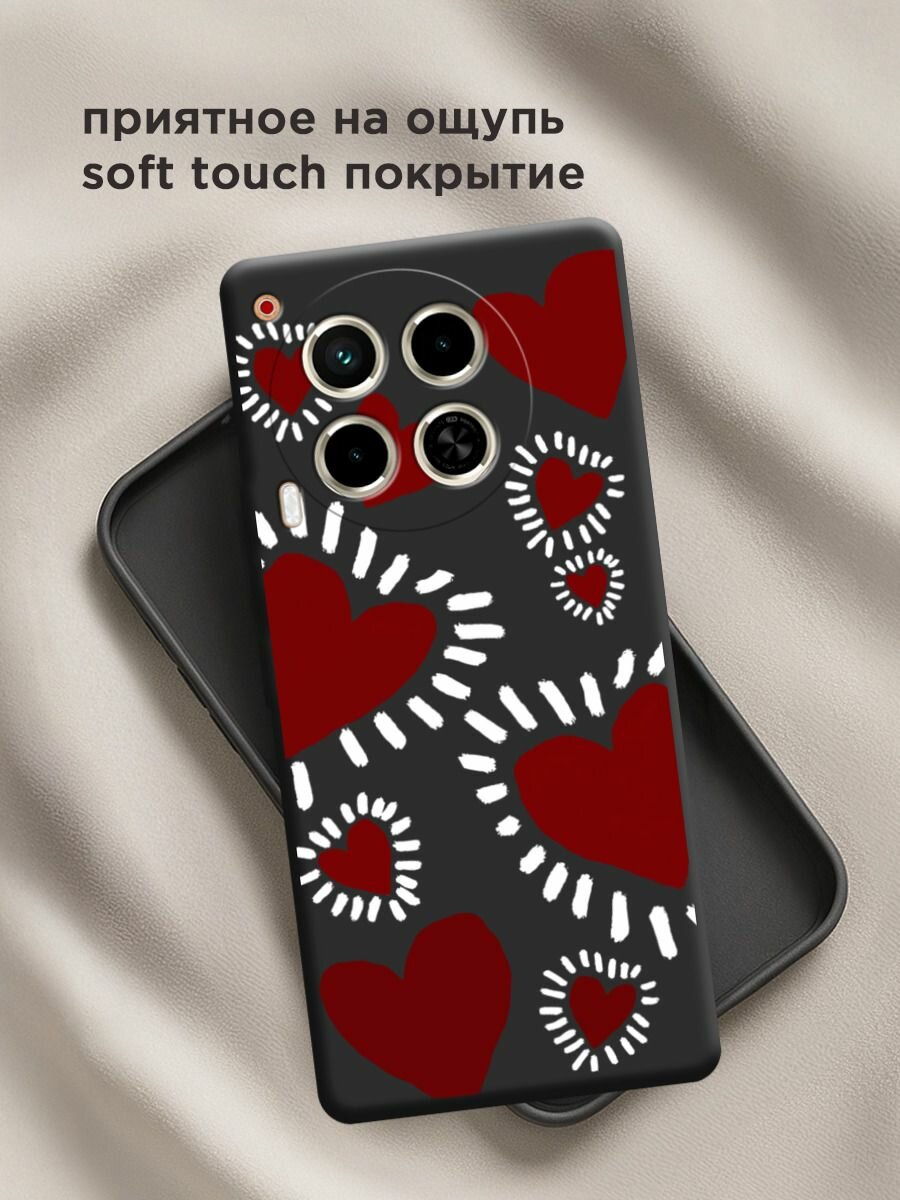 Чехол на Tecno Camon 30 4G/Tecno Camon 30 5G / Текно Камон 30 4G/Текно Камон 30 5G с принтом "Бордовые сердца 2" — фото 1