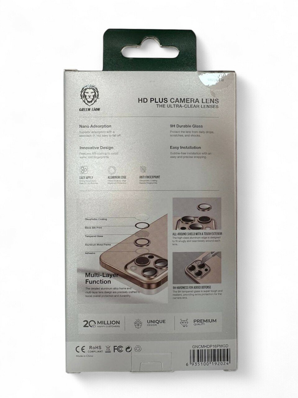 Защитное стекло, на камеру, синий, для Apple iPhone 16pro/16 pro max Green Lion Desert Titanium — фото 1