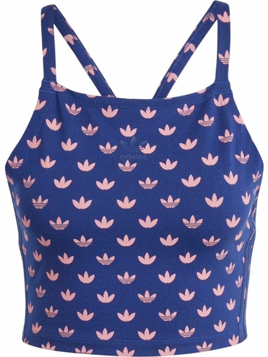 Топ спортивный adidas Monogram 3-Stripes Crop-Top W, размер XL, синий — фото 1