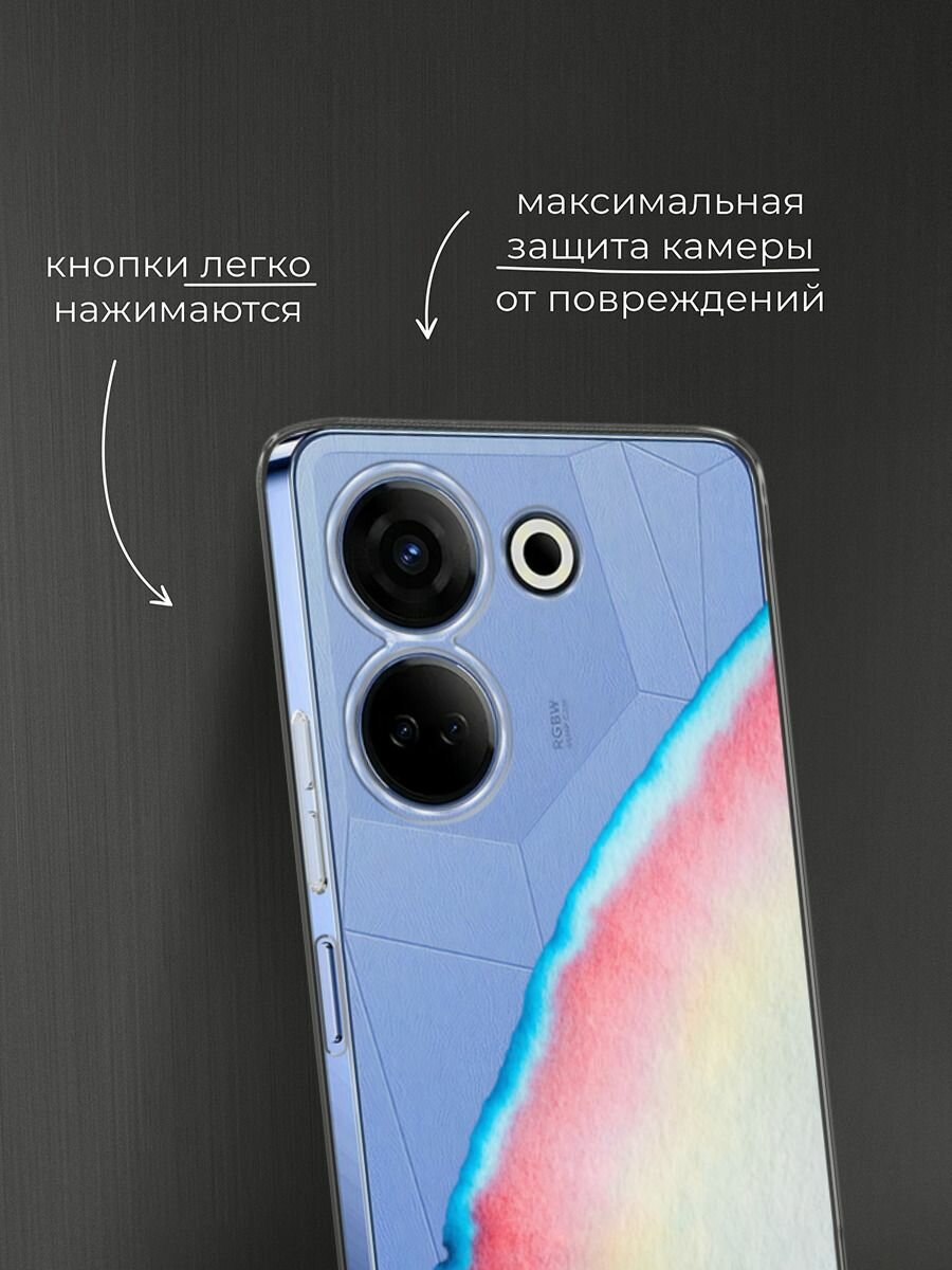 Чехол на Tecno Camon 20/20 Pro 4G / Текно Камон 20/20 Pro 4G с принтом Слияние красок, прозрачный — фото 1