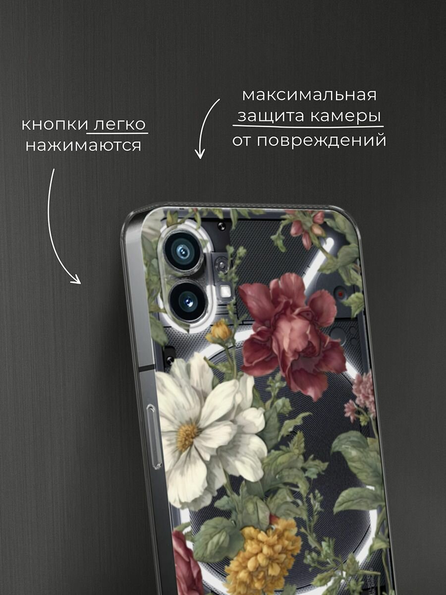 Чехол на Nothing Phone 1 / Нафинг Фон 1 с принтом Акварельные цветы 2 — фото 1