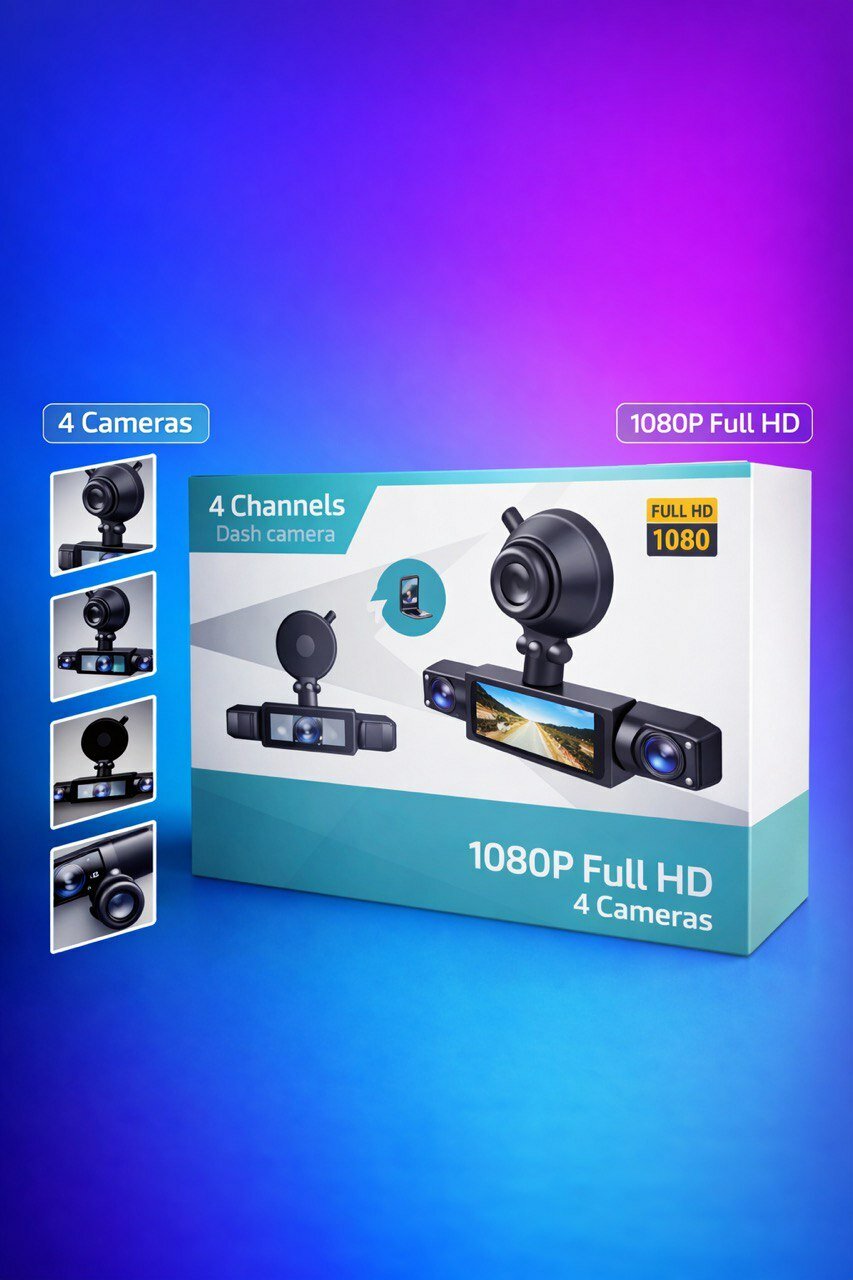 Автомобильный видеорегистратор с 4 камерами, запись 1080P Full HD, надежный контроль и безопасность в дороге