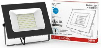 Прожектор Gauss Elementary 100W 8500lm IP65 6500К черный промо 1/10