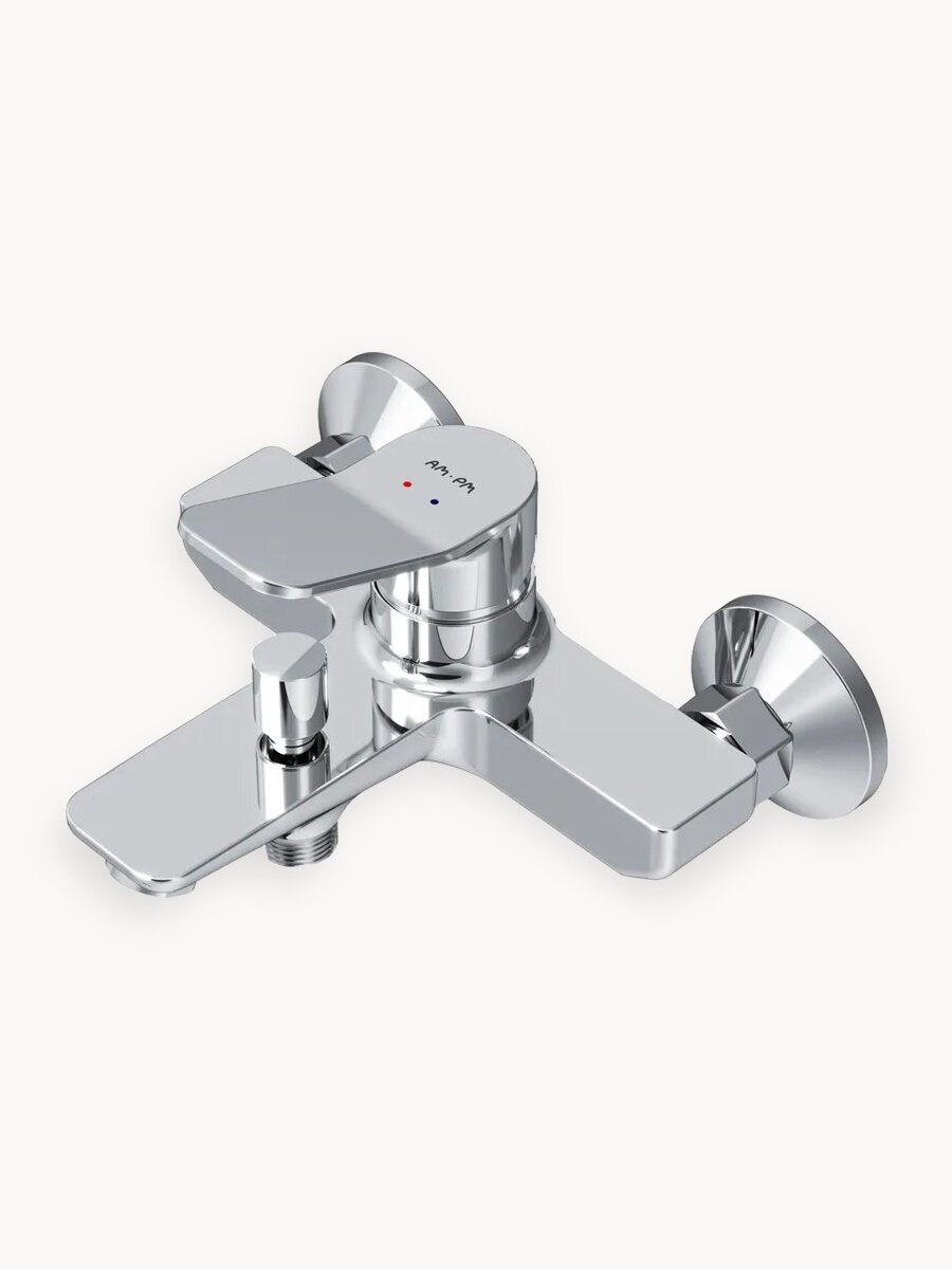 Смеситель для ванны AM.PM X-Joy, короткий монолитный излив 164 мм, латунь, хром