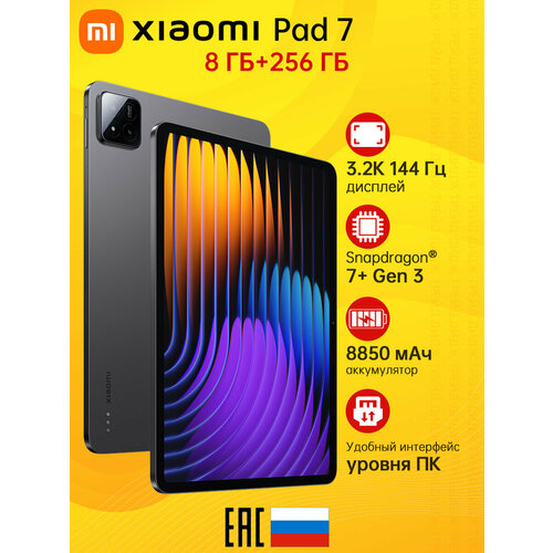 1116 32K 144 Гц Планшеты Xiaomi Pad 7 Серый 8GB RAM 256GB ROM Android 158850 мАч 3299000₽