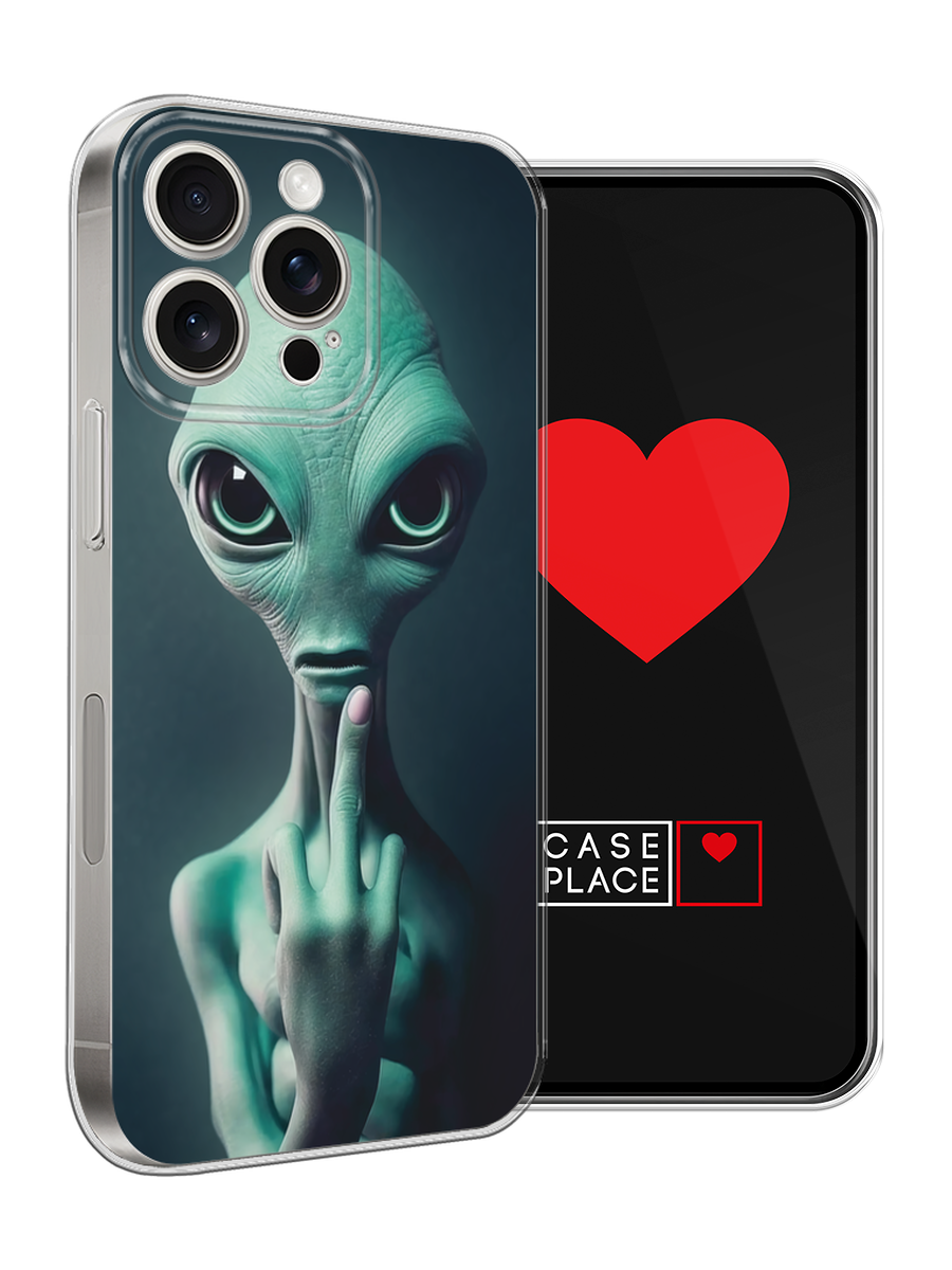 Чехол на Apple iPhone 15 Pro Max / Айфон 15 Про Макс с принтом Жест пришельца — фото 1