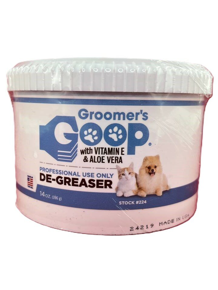 Профессиональная обезжиривающая паста для шерсти собак и кошек Groomer's GOOP De-Greaser с витамином Е и Алоэ Вера для удаления жира, грязи и пятен с сальной шерсти, 396гр.