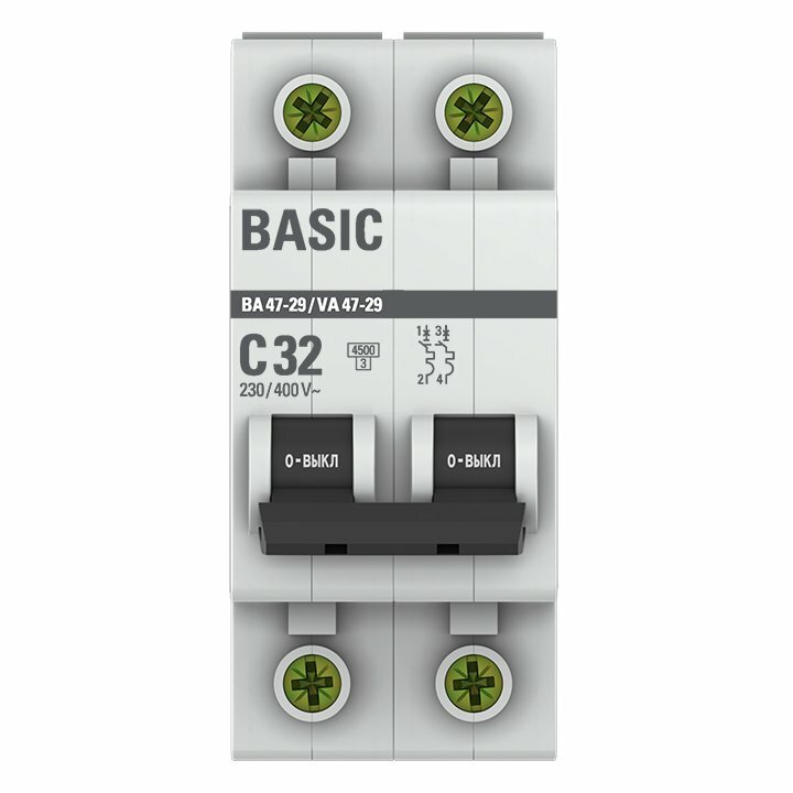 EKF Basic ВА 47-29 Автоматический выключатель (С) 2P 32А 4,5кА, mcb4729-2-32C — фото 1