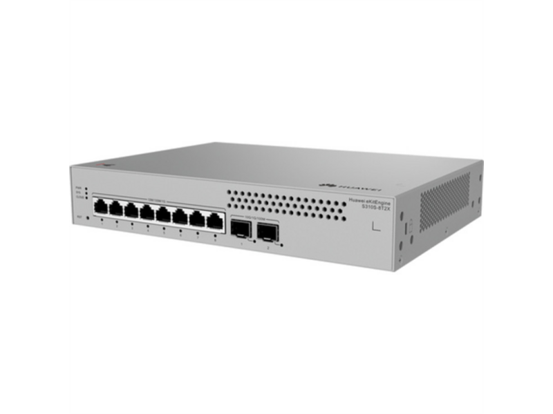 Коммутатор HUAWEI eKit S310S-8T2X (L2+, 8*10/100/1000BASE-T ports, 2*10GE SFP+ ports, built-in AC power, Fanless)