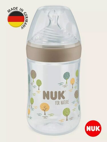 Изображение товара NUK FOR NATURE Бутылочка из ПП 260 мл с индикатором температуры, с силиконовой соской с отверстием M 0+