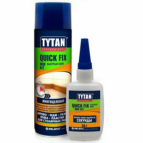 TYTAN Professional Quick Fix двухкомпонентный цианакрилатный клей для МДФ, 200мл/50г