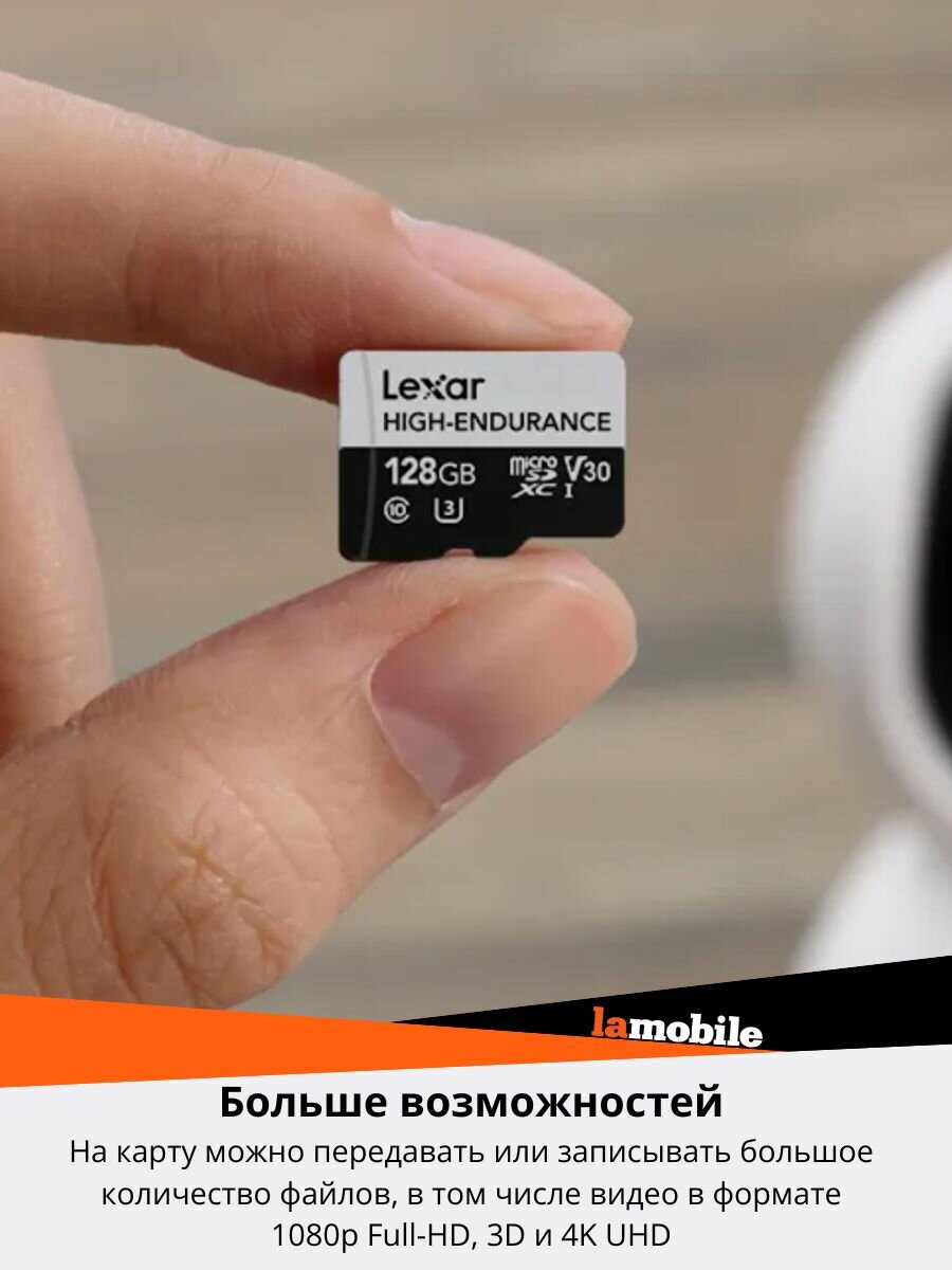 Карта памяти Lexar High-Endurance MicroSDXC 64GB UHS-I C10 UHS-I (U3) V30 — фото 1