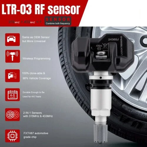 Launch RF Sensor LTR 03/05/01 TPMS Sensor 315MHz & 433MHz 2 in 1 TPMS Tire Pressure Scanner Tire Repair Tools with for I-TPMS, 1pcs ltr 01 sensors — фото 1