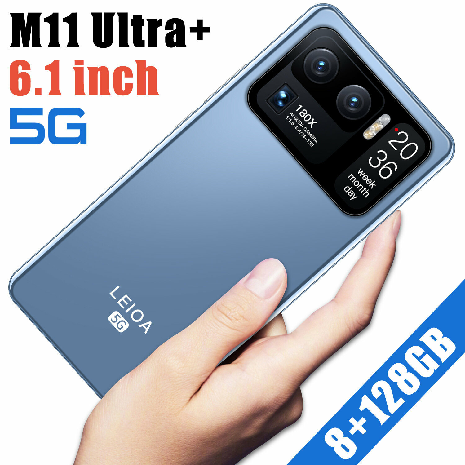 Смартфон M11Ultra, 10 ядер, 5G, Android 1, большой экран 6.1, белый — фото 1