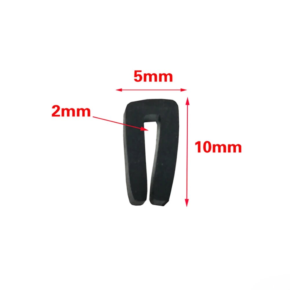 Резиновая уплотнительная лента U-образная черная 1 метр, 2x5x10mm(Flat), 1 Meter