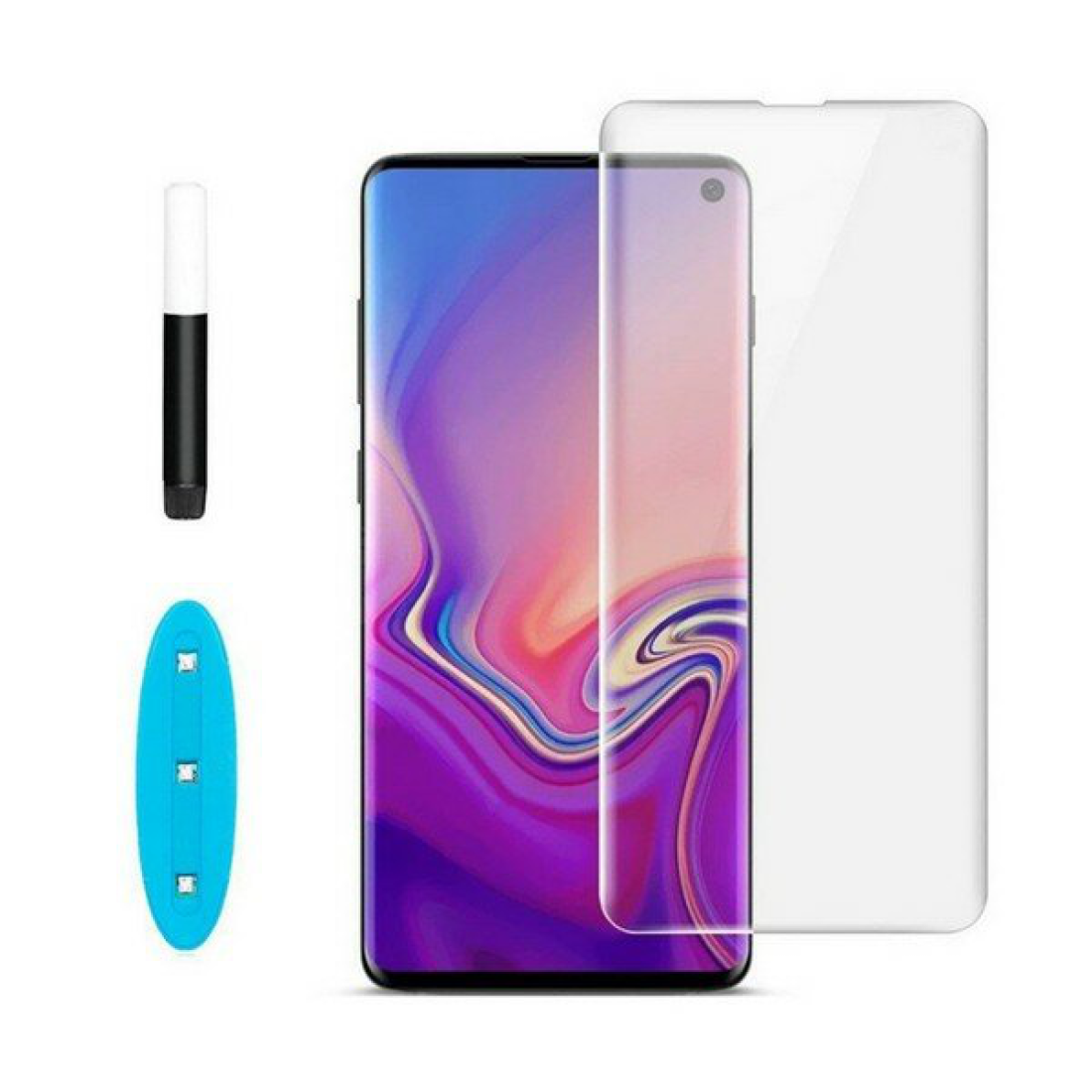 Защитное стекло на Samsung Galaxy S10, ультрафиолет, прозрачное, X-CASE
