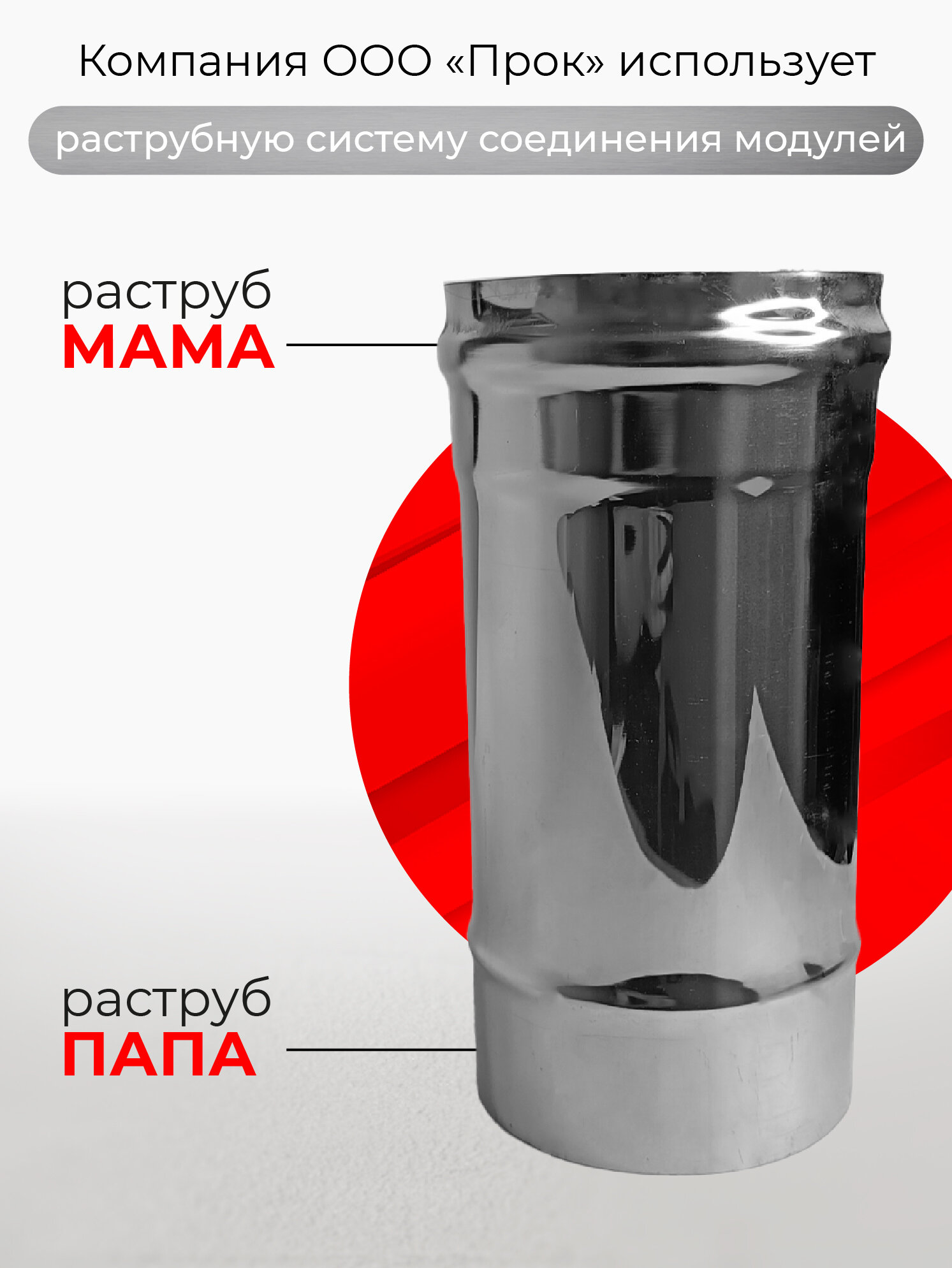 Труба одностенная моно для дымохода 0,25 м D 120 мм (0,5/430) нерж "Прок" — фото 1